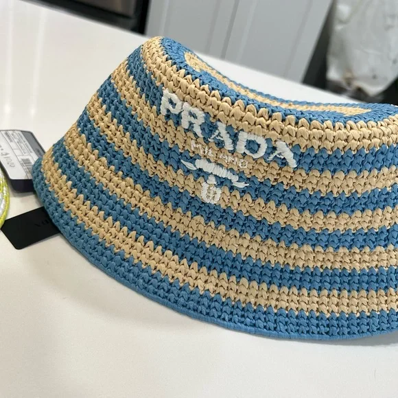 Prada | Accessories | Prada Striped Bucket Raffia Hat | Poshmark display picture 3